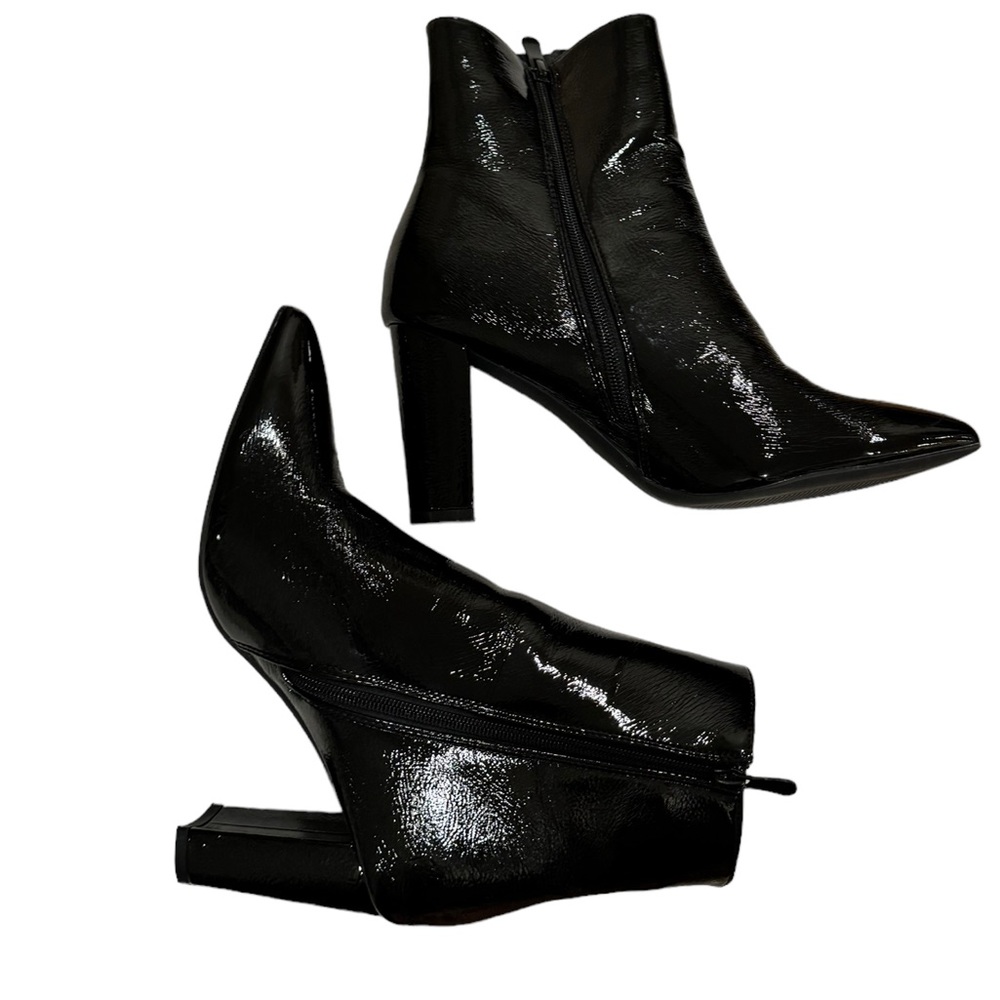 DREAM PAIRS  tried never worn patent shiny pointy chunky heel ankle boots Sz 9
